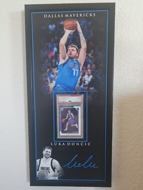 Dallas Mavericks Blue Luka Dončić Framed Wall Art W/ Graded Card